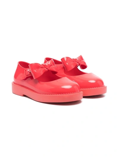 Mini Melissa Kids' 扣环圆头芭蕾平底鞋 In Red