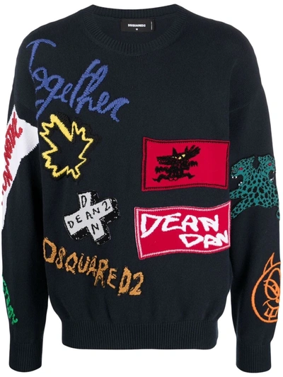 Dsquared2 Logo-patch Sweatshirt In Blue