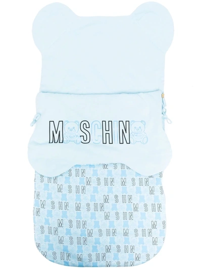 Moschino Babies' Logo-print Cotton Sleep Bag In Blue