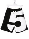 Dsquared2 Teen Number-print Track Shorts In Black