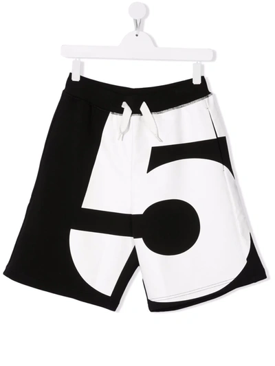 Dsquared2 Teen Number-print Track Shorts In Black