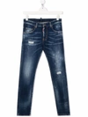 DSQUARED2 TEEN DISTRESSED SLIM-FIT JEANS