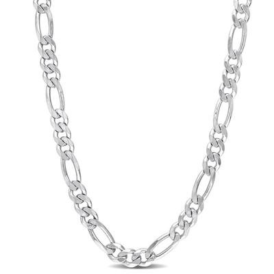 Amour 5.5 Mm Figaro Chain Necklace In Sterling Silver In White