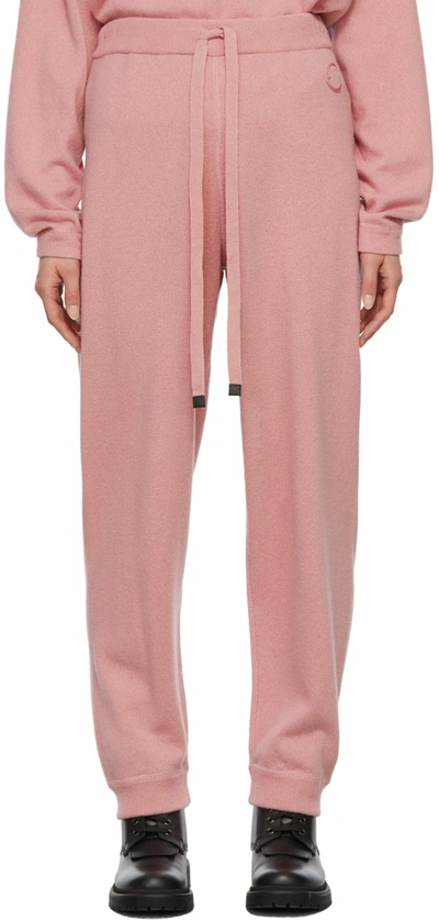 Moncler Leather-trimmed Wool And Cashmere-blend Track Pants In Pink