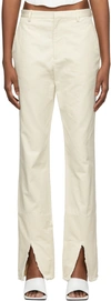 DION LEE OFF-WHITE SPLIT FRAYED TROUSERS