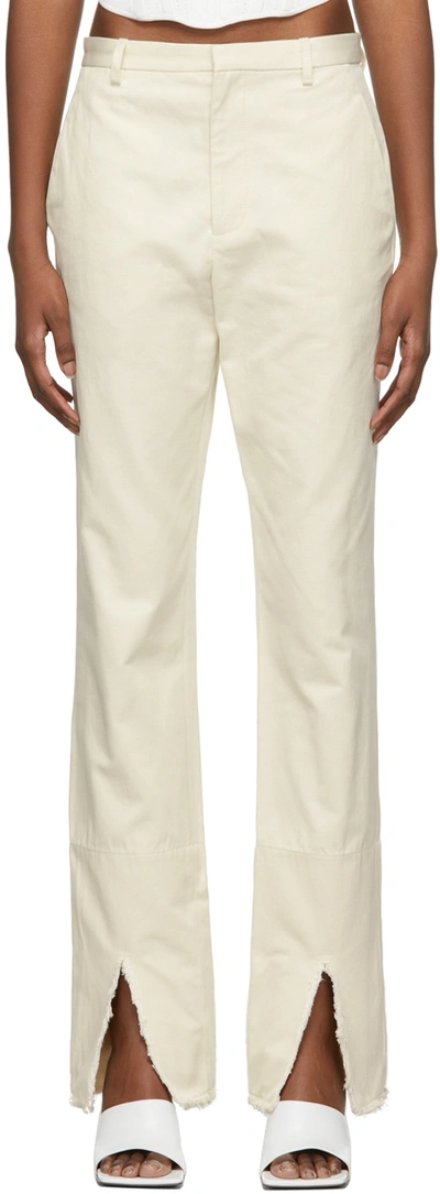 Dion Lee Off-white Split Frayed Trousers In Unbleached