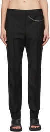 GIVENCHY BLACK WOOL & MOHAIR CHAIN TROUSERS