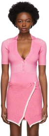 Jacquemus Le Body Yauco Polo Bodysuit In 430 Pink