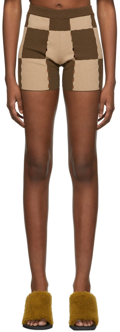 Jacquemus Le Short Gelato Mid-rise Stretch Cotton-blend Knit Shorts In Multi-brown