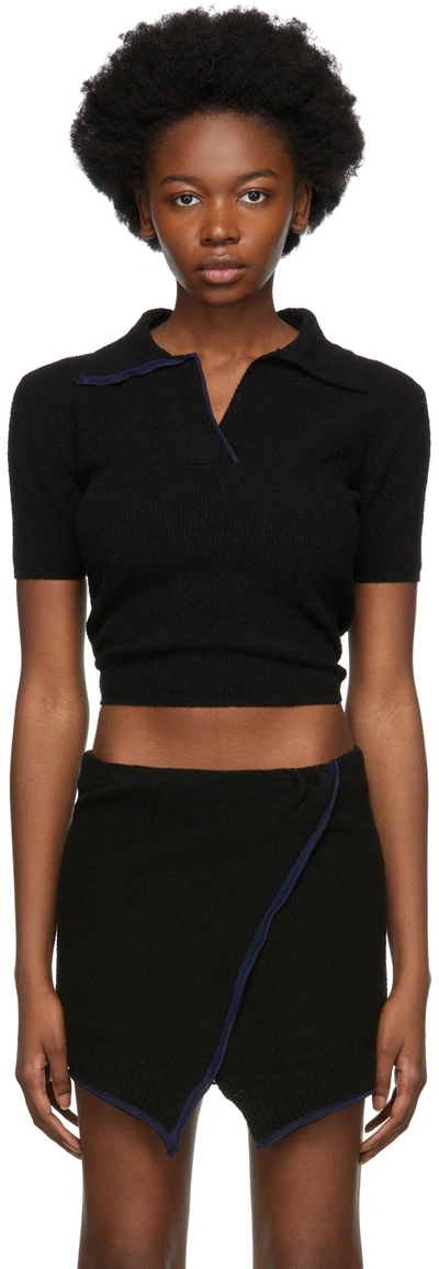 Jacquemus Le Polo Bagnu Black Knitted Polo Top