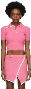 Jacquemus Bagnu Open-back Cotton-blend Terry Top In Pink