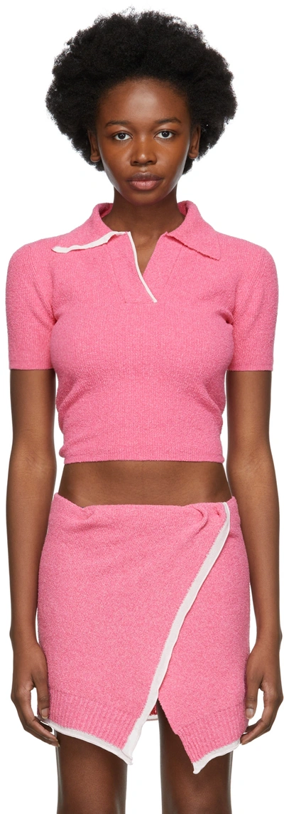 Jacquemus Bagnu Open-back Cotton-blend Terry Top In Pink