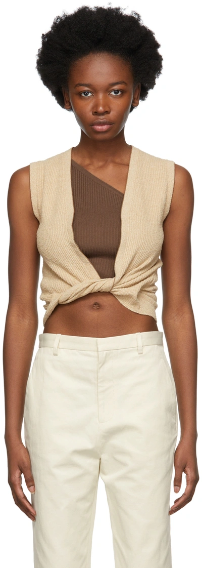 Jacquemus Le Haut Noué Knotted Crop Top In Beige Cotton