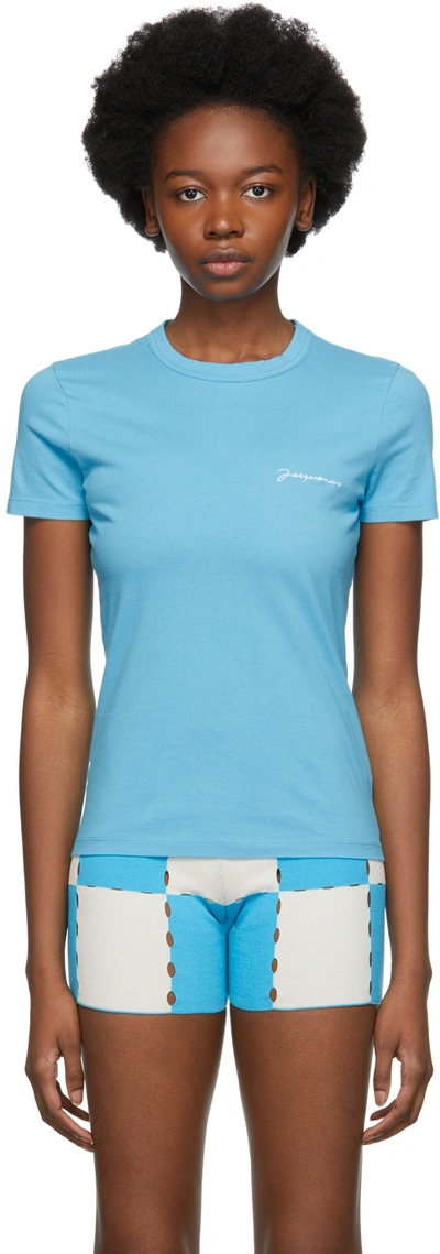 Jacquemus Logo-print Short-sleeved T-shirt In Light Blue