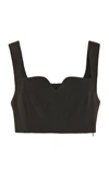 Mara Hoffman Jini Cropped Shirred Tencel™ Lyocell And Linen-blend Top In Black,green