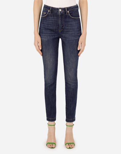 Dolce & Gabbana Deep Blue Denim Audrey Jeans In Multicolor