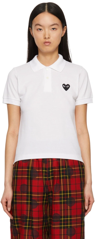 Comme Des Garçons Play Appliqué-detail Short-sleeve Polo Shirt In Weiss