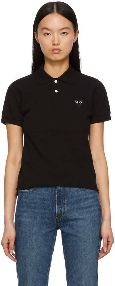 Comme Des Garçons Play Logo-patch Cotton Polo Shirt In Black  