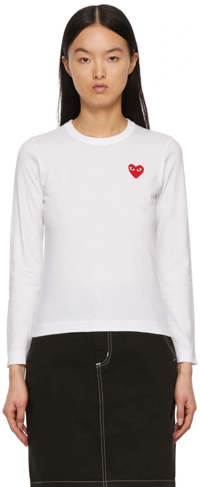 Comme Des Garçons Play White Heart Patch Long Sleeve T-shirt