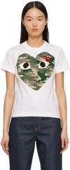 Comme Des Garçons Play Comme Des Garcons Play White And Red Camo Heart T-shirt In White