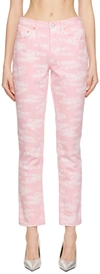 VETEMENTS PINK STAMPED LOGO MAGIC FIT JEANS