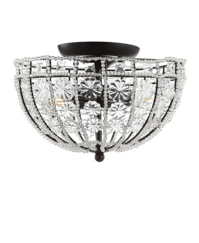 Jonathan Y Billie 12" Crystal Flower, Acrylic Led Semi-flush Mount In Black