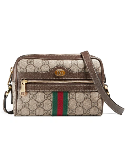 Gucci Ophidia Leather Crossbody Bag In Brown