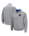 COLOSSEUM MEN'S COLOSSEUM HEATHERED GRAY BOISE STATE BRONCOS TORTUGAS TEAM LOGO QUARTER-ZIP JACKET