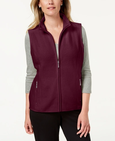 Karen Scott Zeroproof Fleece Vest, Created For Macy's In Merlot