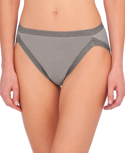Natori Bliss French Cut Brief Panty Underwear With Lace Trim In Stone/fog