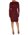 Naked Wardrobe Ruched Long Sleeve Cutout Minidress In Wine