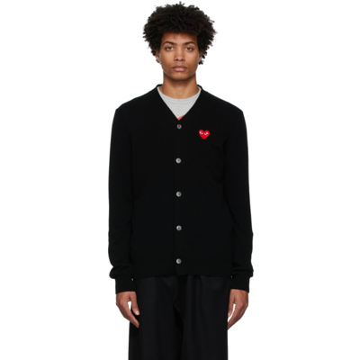 Comme Des Garçons Play Comme Des Garcons Play Wool Cardigan With Heart Patch In Black