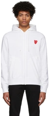 COMME DES GARÇONS PLAY WHITE LAYERED DOUBLE HEART HOODIE