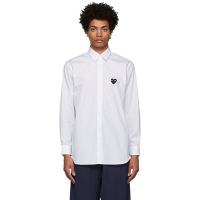 Comme Des Garçons Play White Heart Patch Shirt In 2 White