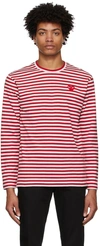 Comme Des Garçons Play Logo Striped T-shirt In Red And White In 4 Red