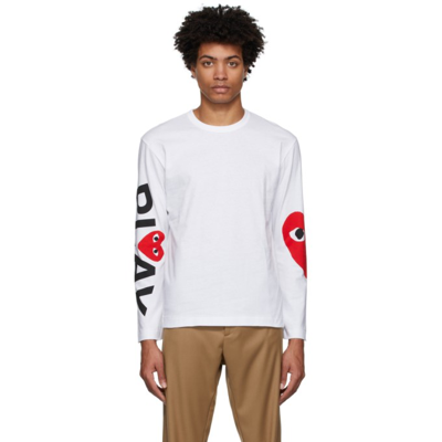 Comme Des Garçons Play Long-sleeved T-shirt With Logo Print In White