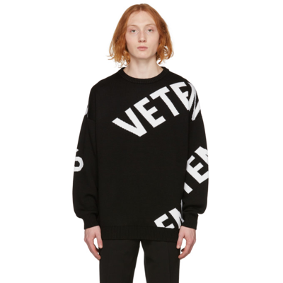 Vetements Logo-print Crew Neck Sweatshirt In Black,white