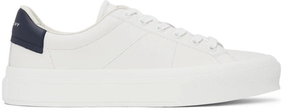 Givenchy White & Navy City Sneakers In 131-white/navy