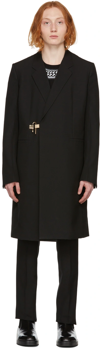 Givenchy Textured Wool Coat With Padlock In Black