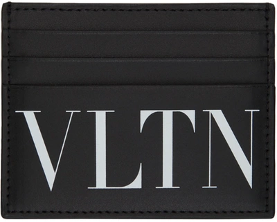 Valentino Garavani Black Vltn Card Holder In Nero/bianco