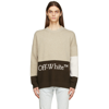OFF-WHITE BROWN & TAUPE COLOR BLOCK SWEATER