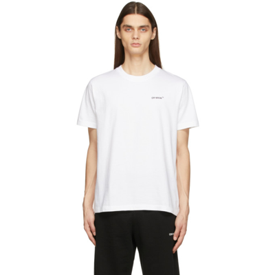 Off-white White Cotton T-shirt With Wave Outl Diag Print Off White Man
