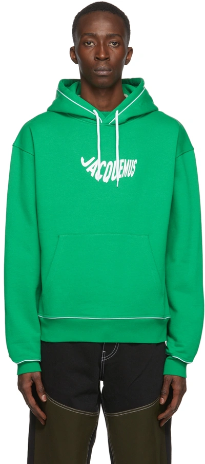 Jacquemus Le Sweatshirt Vague Organic Cotton Logo Hoodie In Green