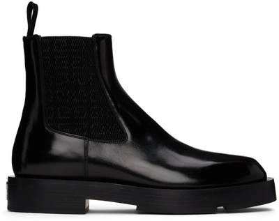 Givenchy Squared Chelsea Leather Ankle Boots In Black