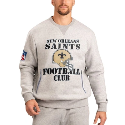 STARTER STARTER GRAY NEW ORLEANS SAINTS LOCKER ROOM THROWBACK END ZONE PULLOVER SWEATSHIRT