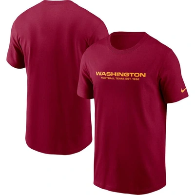 Nike Men's Burgundy Washington Football Team Logo Essential Legend Team Performance T-shirt