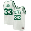Mitchell & Ness Larry Bird Kelly Green Boston Celtics Hardwood Classics Stitch Name & Number T-shirt In White