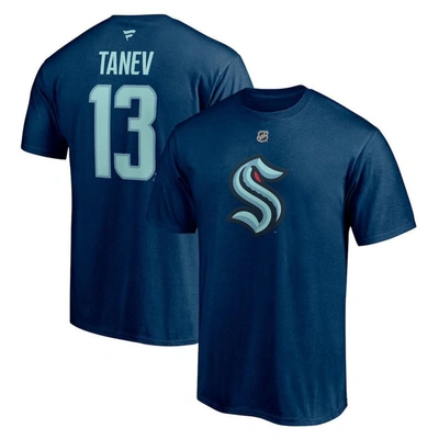 Fanatics Branded Brandon Tanev Deep Sea Blue Seattle Kraken Authentic Stack Name & Number T-shirt