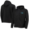 Dunbrooke Black Carolina Panthers Shag Tri-blend Full-zip Raglan Hoodie In Black
