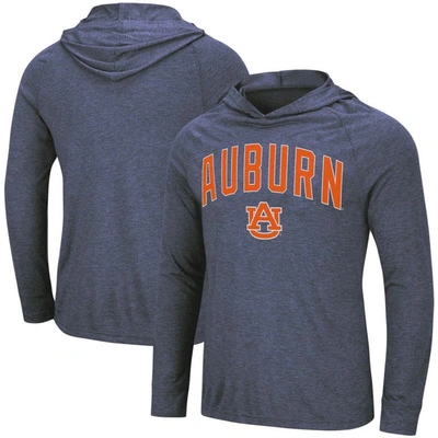 Colosseum Men's  Heathered Navy Auburn Tigers Big And Tall Wingman Raglan Hoodie T-shirt